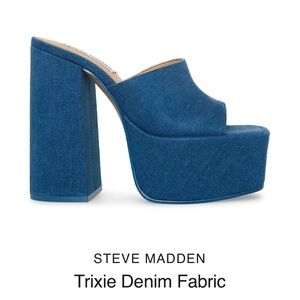 Steve Madden Trixie 9.5 9 Denim Platform Chunky Block Heel Retro 70’s Shoes RARE